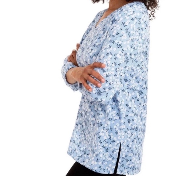 Mario Serrani Women’s Ladies' V Neck Tunic Blouse Top, Blue, XL - Picture 2 of 4